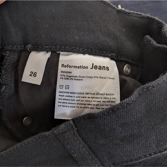 NWT Reformation High Skinny Faded Black Destroyed Distressed Knee Jeans, size 26 - Picture 5 of 9